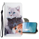 For Samsung Galaxy A13 4G Colored Drawing Pattern Flip Leather Case(3 Cats)