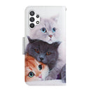 For Samsung Galaxy A13 4G Colored Drawing Pattern Flip Leather Case(3 Cats)