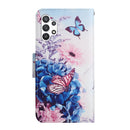 For Samsung Galaxy A13 4G Colored Drawing Pattern Flip Leather Case(Purple Butterfly)