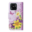 For Xiaomi Redmi 10C Colored Drawing Pattern Flip Leather Case(Yellow Flower Butterfly)