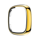 For Fitbit Versa 3 / Fitbit Sense Electroplated PC +Tempered Glass Watch Case(Gold)