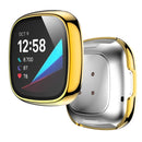 For Fitbit Versa 3 / Fitbit Sense Electroplated PC +Tempered Glass Watch Case(Gold)