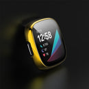 For Fitbit Versa 3 / Fitbit Sense Electroplated PC +Tempered Glass Watch Case(Gold)