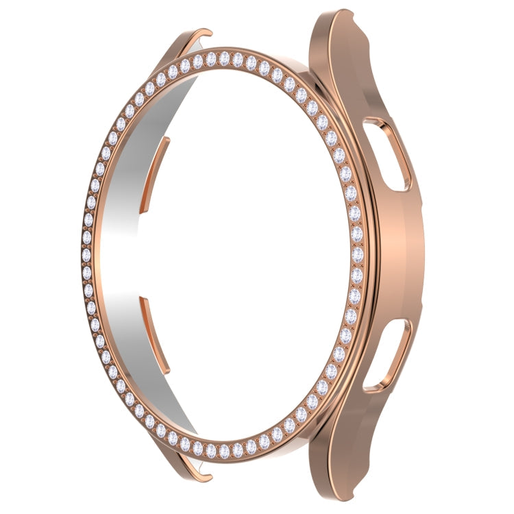 For Samsung Galaxy Watch4 40mm Single Row Diamond Hollowed PC Watch Case(Rose Gold)
