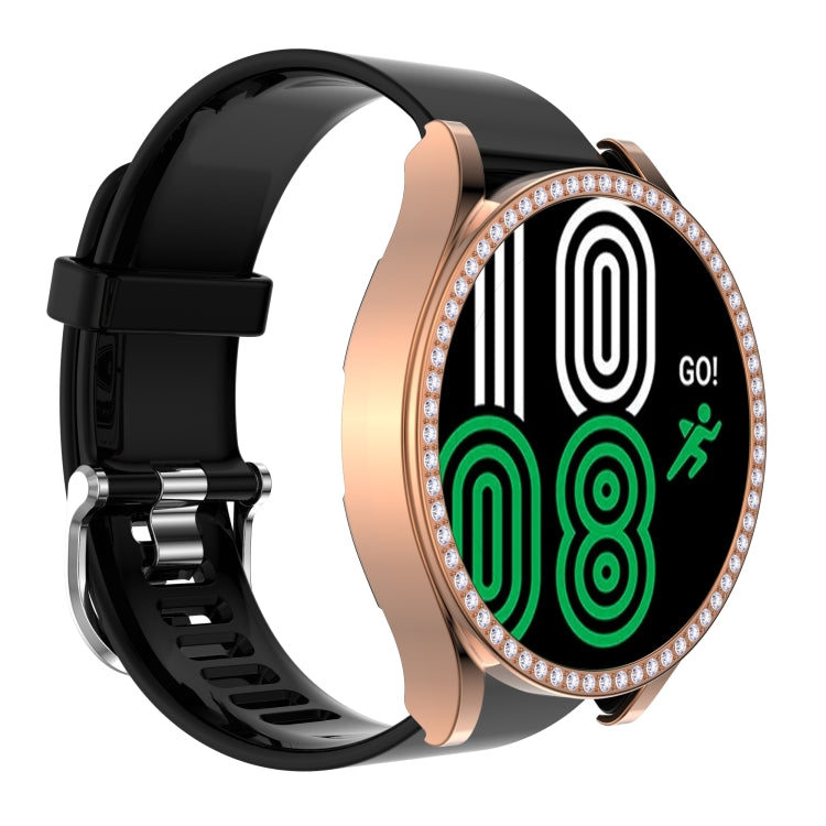 For Samsung Galaxy Watch4 40mm Single Row Diamond Hollowed PC Watch Case(Rose Gold)