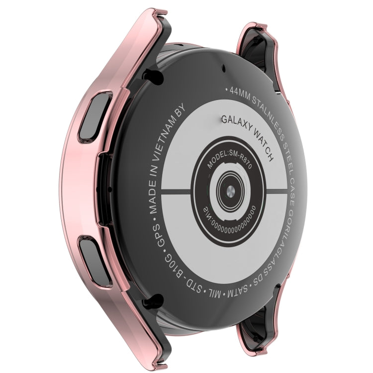 For Samsung Galaxy Watch4 44mm Single Row Diamond Hollowed PC Watch Case(Pink)