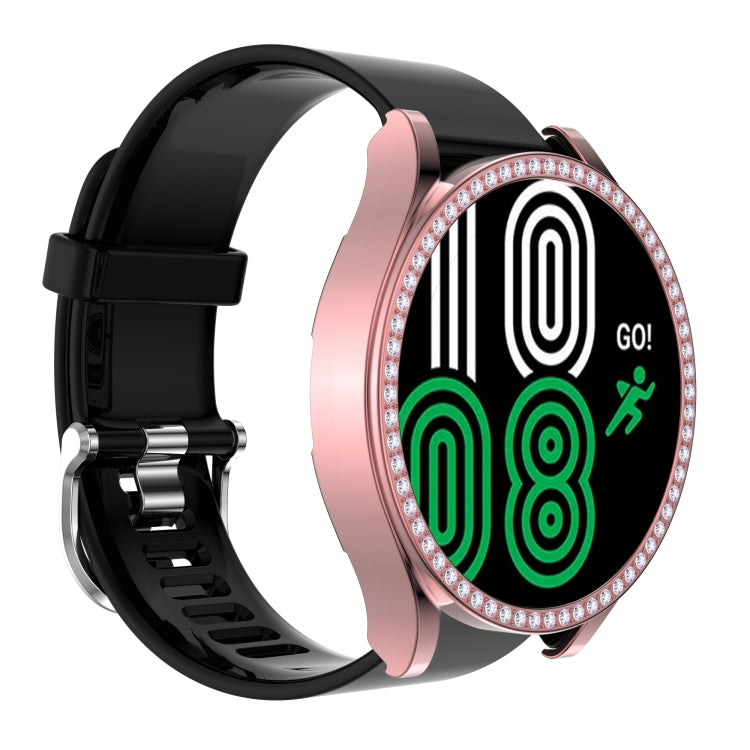 For Samsung Galaxy Watch4 44mm Single Row Diamond Hollowed PC Watch Case(Pink)