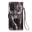 For Samsung Galaxy A13 4G Colored Drawing Pattern Plain Weave Leather Phone Case(Black White Tiger)