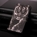 For Samsung Galaxy A13 4G Colored Drawing Pattern Plain Weave Leather Phone Case(Black White Tiger)