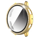 For Samsung Galaxy Watch Active 2 44mm Single Row Diamond Electroplated PC+Tempered Glass Watch Case(Gold)