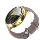 For Samsung Galaxy Watch Active 2 44mm Single Row Diamond Electroplated PC+Tempered Glass Watch Case(Gold)