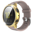 For Samsung Galaxy Watch Active 2 44mm Single Row Diamond Electroplated PC+Tempered Glass Watch Case(Gold)