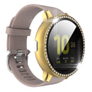 For Samsung Galaxy Watch Active 2 44mm Single Row Diamond Electroplated PC+Tempered Glass Watch Case(Gold)