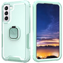 For Samsung Galaxy S22+ 5G 3 in 1 Ring Holder PC + TPU Phone Case(Mint Green)
