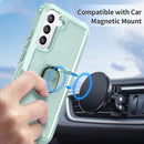 For Samsung Galaxy S22+ 5G 3 in 1 Ring Holder PC + TPU Phone Case(Mint Green)
