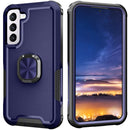 For Samsung Galaxy S22+ 5G 3 in 1 Ring Holder PC + TPU Phone Case(Navy Blue)