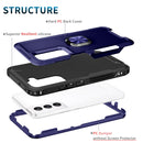 For Samsung Galaxy S22+ 5G 3 in 1 Ring Holder PC + TPU Phone Case(Navy Blue)