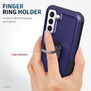 For Samsung Galaxy S22+ 5G 3 in 1 Ring Holder PC + TPU Phone Case(Navy Blue)