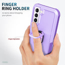 For Samsung Galaxy S22+ 5G 3 in 1 Ring Holder PC + TPU Phone Case(Purple)