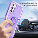For Samsung Galaxy S22+ 5G 3 in 1 Ring Holder PC + TPU Phone Case(Purple)
