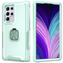 For Samsung Galaxy S22 Ultra 5G 3 in 1 Ring Holder PC + TPU Phone Case(Mint Green)