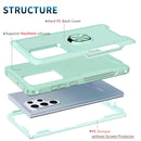 For Samsung Galaxy S22 Ultra 5G 3 in 1 Ring Holder PC + TPU Phone Case(Mint Green)