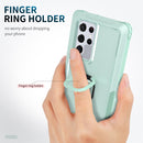 For Samsung Galaxy S22 Ultra 5G 3 in 1 Ring Holder PC + TPU Phone Case(Mint Green)
