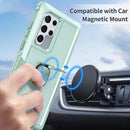 For Samsung Galaxy S22 Ultra 5G 3 in 1 Ring Holder PC + TPU Phone Case(Mint Green)
