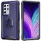 For Samsung Galaxy S22 Ultra 5G 3 in 1 Ring Holder PC + TPU Phone Case(Navy Blue)
