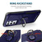 For Samsung Galaxy S22 Ultra 5G 3 in 1 Ring Holder PC + TPU Phone Case(Navy Blue)