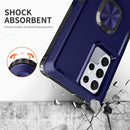 For Samsung Galaxy S22 Ultra 5G 3 in 1 Ring Holder PC + TPU Phone Case(Navy Blue)