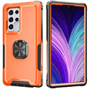 For Samsung Galaxy S22 Ultra 5G 3 in 1 Ring Holder PC + TPU Phone Case(Orange)