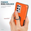 For Samsung Galaxy S22 Ultra 5G 3 in 1 Ring Holder PC + TPU Phone Case(Orange)