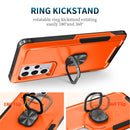 For Samsung Galaxy S22 Ultra 5G 3 in 1 Ring Holder PC + TPU Phone Case(Orange)