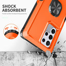 For Samsung Galaxy S22 Ultra 5G 3 in 1 Ring Holder PC + TPU Phone Case(Orange)