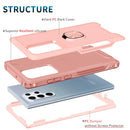 For Samsung Galaxy S22 Ultra 5G 3 in 1 Ring Holder PC + TPU Phone Case(Rose Gold)