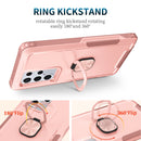 For Samsung Galaxy S22 Ultra 5G 3 in 1 Ring Holder PC + TPU Phone Case(Rose Gold)