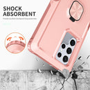 For Samsung Galaxy S22 Ultra 5G 3 in 1 Ring Holder PC + TPU Phone Case(Rose Gold)
