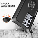 For Samsung Galaxy S22 Ultra 5G 3 in 1 Ring Holder PC + TPU Phone Case(Black)