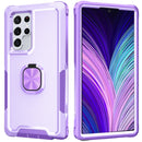 For Samsung Galaxy S22 Ultra 5G 3 in 1 Ring Holder PC + TPU Phone Case(Purple)