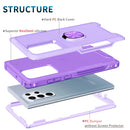 For Samsung Galaxy S22 Ultra 5G 3 in 1 Ring Holder PC + TPU Phone Case(Purple)