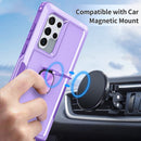For Samsung Galaxy S22 Ultra 5G 3 in 1 Ring Holder PC + TPU Phone Case(Purple)
