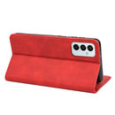 For Samsung Galaxy M23 5G Skin Feel Splicing Leather Phone Case(Red)