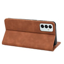 For Samsung Galaxy M23 5G Skin Feel Splicing Leather Phone Case(Brown)