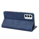 For Samsung Galaxy M23 5G Skin Feel Splicing Leather Phone Case(Blue)