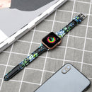 Genuine Leather Watch Band For Apple Watch Series 7 45mm / 6&SE&5&4 44mm / 3&2&1 42mm(Green Flower)