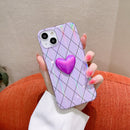 Rhombic Texture Hearted Phone Case For iPhone 13 Pro Max(Purple)