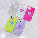 Rhombic Texture Hearted Phone Case For iPhone 13 Pro Max(Purple)