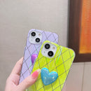 Rhombic Texture Hearted Phone Case For iPhone 13 Pro Max(Purple)