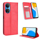 For Honor X7 Magnetic Buckle Retro Texture Leather Phone Case(Red)